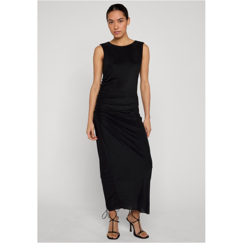 Urban Classics - Ruffled Mesh Lange jurk - Zwart